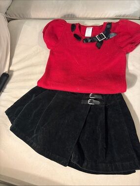 Gymboree Red Knit Top with Black Accent Bow size 5